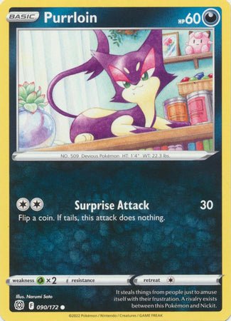 Pokemon - Purrloin - 090/172 - Common - Sword &amp; Shield: Brilliant Stars Series - Top CollectiblesCollectible CardsPokémon