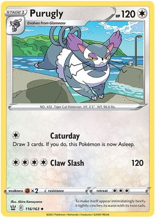 Pokemon - Purugly - 116/163 - Uncommon - Sword &amp; Shield: Battle Styles Singles - Top CollectiblesCollectible CardsPokémon