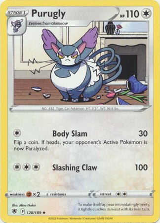 Pokemon - Purugly - 128/189 - Uncommon - Sword &amp; Shield: Astral Radiance Series - Top CollectiblesCollectible CardsPokémon