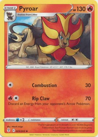 Pokemon - Pyroar - 023/203 - Uncommon - Sword &amp; Shield: Evolving Skies Series - Top CollectiblesCollectible CardsPokémon