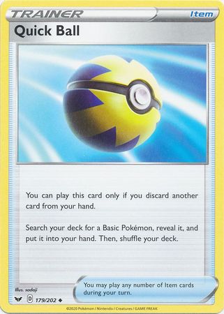 Pokemon - Quick Ball - 179/202 - Uncommon - Sword &amp; Shield: Base Set Series - Top CollectiblesCollectible CardsPokémon