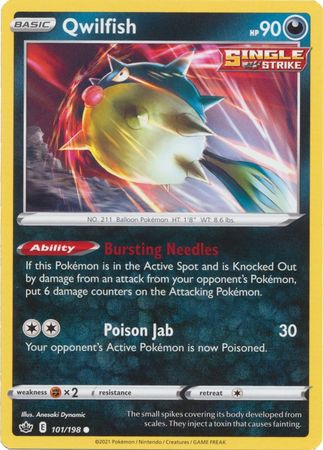 Pokemon - Qwilfish - 101/198 - Common - Sword &amp; Shield: Chilling Reign Series - Top CollectiblesCollectible CardsPokémon