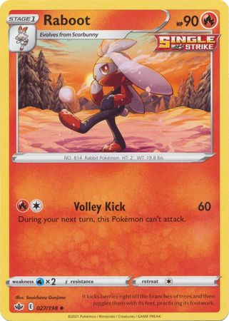 Pokemon - Raboot - 027/198 - Uncommon - Sword &amp; Shield: Chilling Reign Series - Top CollectiblesCollectible CardsPokémon