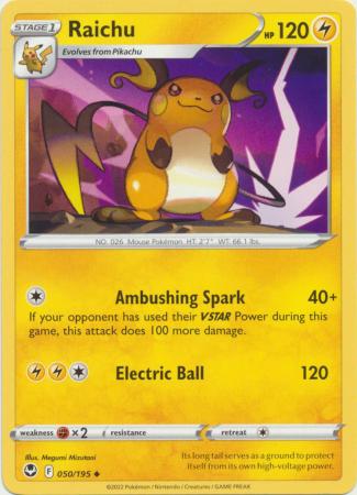 Pokemon - Raichu - 050/195 - Uncommon - Sword & Shield: Silver Tempest Series - Top CollectiblesCollectible CardsPokémon