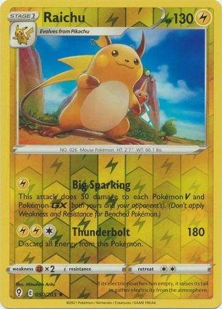 Pokemon - Raichu - 050/203 - Holo Rare Reverse Holo - Sword & Shield: Evolving Skies Series - Top CollectiblesCollectible CardsPokémon