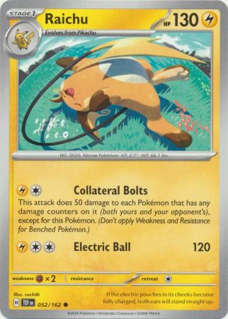 Pokemon - Raichu - 052/162 - Common - Scarlet & Violet: Temporal Forces Singles - Top CollectiblesCollectible CardsPokémon