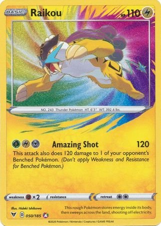 Pokemon - Raikou - 050/185 - Amazing Rare - Sword & Shield: Vivid Voltage Series - Top CollectiblesCollectible CardsPokémon