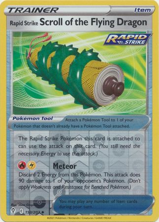 Pokemon - Rapid Strike Scroll of the Flying Dragon - 153/203 - Uncommon Reverse Holo - Sword &amp; Shield: Evolving Skies Series - Top CollectiblesCollectible CardsPokémon