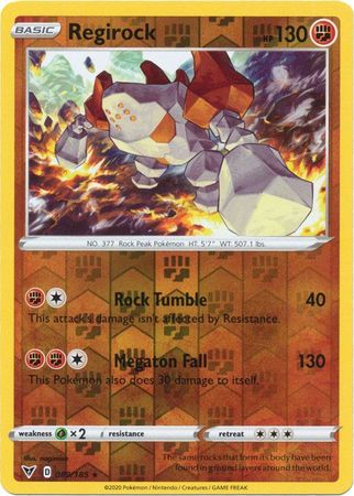 Pokemon - Regirock - 089/185 - Holo Rare Reverse Holo - Sword & Shield: Vivid Voltage Series - Top CollectiblesCollectible CardsPokémon