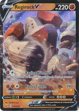 Pokemon - Regirock V - 104/202 - Ultra Rare - Sword &amp; Shield: Base Set Series - Top CollectiblesCollectible CardsPokémon