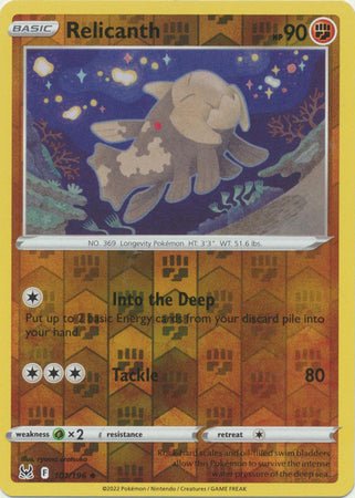 Pokemon - Relicanth - 101/196 - Uncommon Reverse Holo - Sword &amp; Shield: Lost Origin Series - Top CollectiblesCollectible CardsPokémon