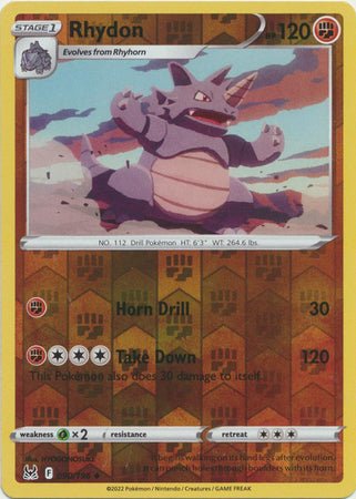 Pokemon - Rhydon - 090/196 - Uncommon Reverse Holo - Sword &amp; Shield: Lost Origin Series - Top CollectiblesCollectible CardsPokémon