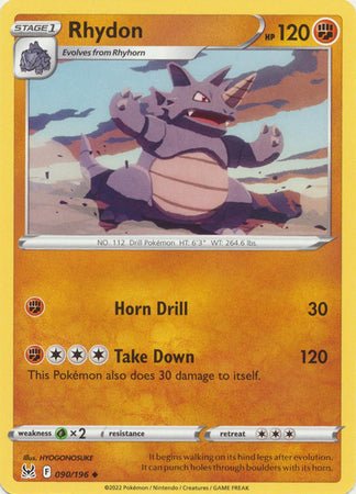 Pokemon - Rhydon - 090/196 - Uncommon - Sword &amp; Shield: Lost Origin Series - Top CollectiblesCollectible CardsPokémon