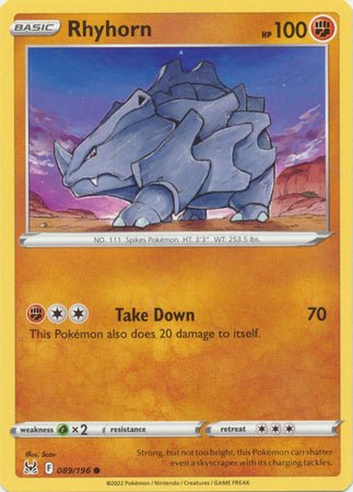 Pokemon - Rhyhorn - 089/196 - Common - Sword & Shield: Lost Origin Series - Top CollectiblesCollectible CardsPokémon