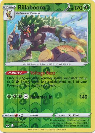 Pokemon - Rillaboom - 014/202 - Holo Rare Reverse Holo - Sword & Shield: Base Set Series - Top CollectiblesCollectible CardsPokémon