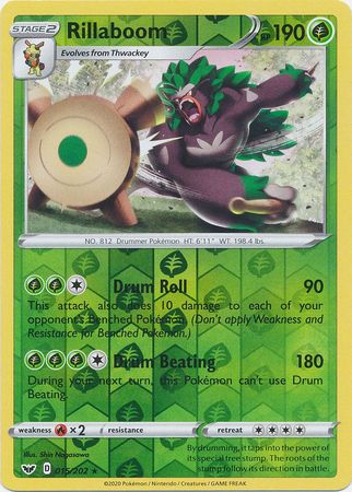 Pokemon - Rillaboom - 015/202 - Rare Reverse Holo - Sword & Shield: Base Set Series - Top CollectiblesCollectible CardsPokémon