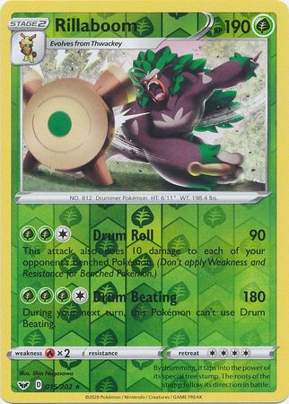 Pokemon - Rillaboom - 015/202 - Rare Reverse Holo - Sword & Shield: Base Set Series - Top CollectiblesCollectible CardsPokémon