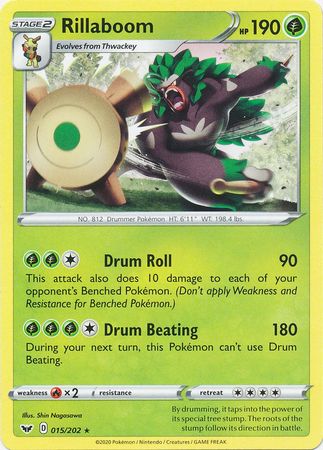 Pokemon - Rillaboom - 015/202 - Rare - Sword &amp; Shield: Base Set Series - Top CollectiblesCollectible CardsPokémon