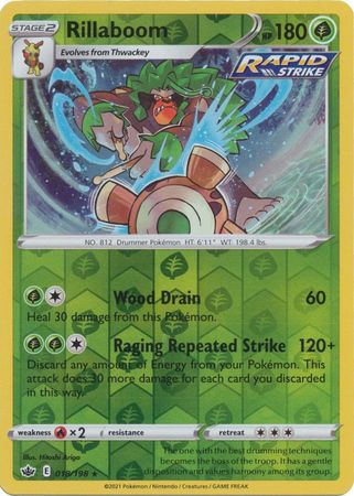Pokemon - Rillaboom - 018/198 - Holo Rare Reverse Holo - Sword &amp; Shield: Chilling Reign Series - Top CollectiblesCollectible CardsPokémon