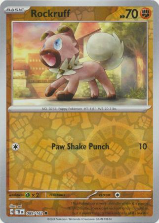 Pokemon - Rockruff - 089/162 - Common Reverse Holo - Scarlet & Violet: Temporal Forces Singles - Top CollectiblesCollectible CardsPokémon