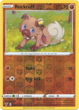 Pokemon - Rockruff - 094/185 - Common Reverse Holo - Sword & Shield: Vivid Voltage Series - Top CollectiblesCollectible CardsPokémon