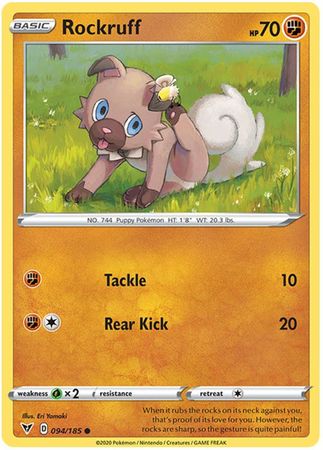 Pokemon - Rockruff - 094/185 - Common - Sword & Shield: Vivid Voltage Series - Top CollectiblesCollectible CardsPokémon