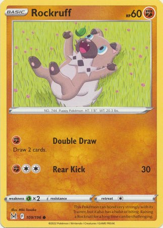 Pokemon - Rockruff - 109/196 - Common - Sword & Shield: Lost Origin Series - Top CollectiblesCollectible CardsPokémon