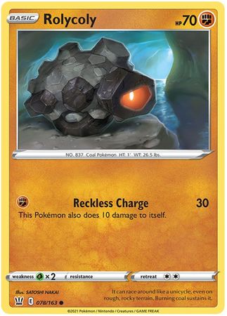 Pokemon - Rolycoly - 078/163 - Common - Sword &amp; Shield: Battle Styles Singles - Top CollectiblesCollectible CardsPokémon