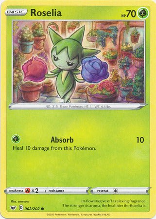 Pokemon - Roselia - 002/202 - Common - Sword &amp; Shield: Base Set Series - Top CollectiblesCollectible CardsPokémon