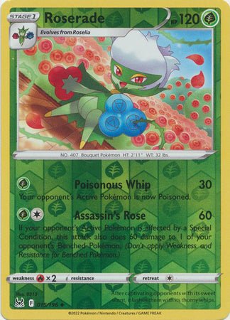 Pokemon - Roserade - 015/196 - Uncommon Reverse Holo - Sword &amp; Shield: Lost Origin Series - Top CollectiblesCollectible CardsPokémon