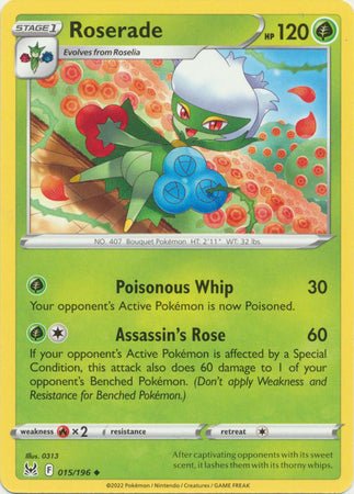Pokemon - Roserade - 015/196 - Uncommon - Sword &amp; Shield: Lost Origin Series - Top CollectiblesCollectible CardsPokémon