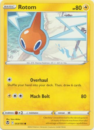 Pokemon - Rotom - 053/195 - Common - Sword &amp; Shield: Silver Tempest Series - Top CollectiblesCollectible CardsPokémon