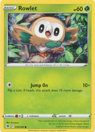 Pokemon - Rowlet - 019/189 - Common - Sword & Shield: Astral Radiance Series - Top CollectiblesCollectible CardsPokémon