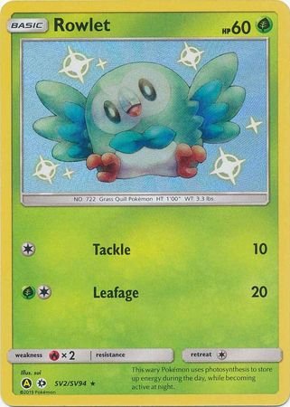 Pokemon - Rowlet - SV2/SV94 - Shiny Rare - Hidden Fates Series - Top CollectiblesCollectible CardsPokémon