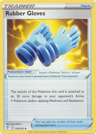 Pokemon - Rubber Gloves - 156/203 - Uncommon - Sword &amp; Shield: Evolving Skies Series - Top CollectiblesCollectible CardsPokémon