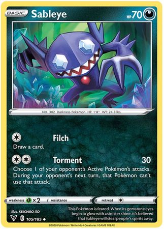 Pokemon - Sableye - 105/185 - Uncommon - Sword & Shield: Vivid Voltage Series - Top CollectiblesCollectible CardsPokémon