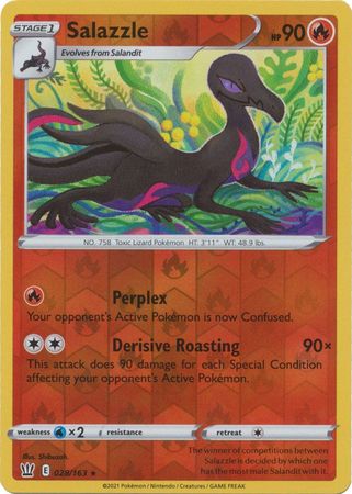 Pokemon - Salazzle - 028/163 - Rare Reverse Holo - Sword &amp; Shield: Battle Styles Singles - Top CollectiblesCollectible CardsPokémon