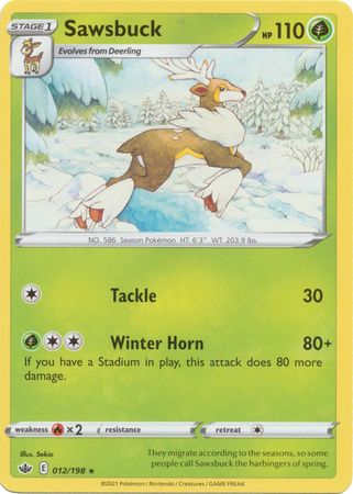 Pokemon - Sawsbuck - 012/198 - Rare - Sword & Shield: Chilling Reign Series - Top CollectiblesCollectible CardsPokémon