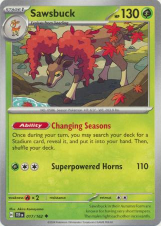 Pokemon - Sawsbuck - 017/162 - Uncommon - Scarlet &amp; Violet: Temporal Forces Singles - Top CollectiblesCollectible CardsPokémon