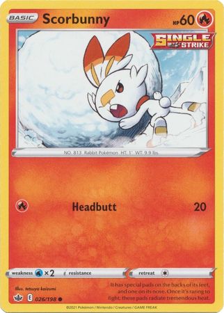 Pokemon - Scorbunny - 026/198 - Common - Sword &amp; Shield: Chilling Reign Series - Top CollectiblesCollectible CardsPokémon