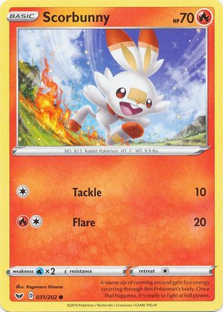 Pokemon - Scorbunny - 031/202 - Common - Sword &amp; Shield: Base Set Series - Top CollectiblesCollectible CardsPokémon