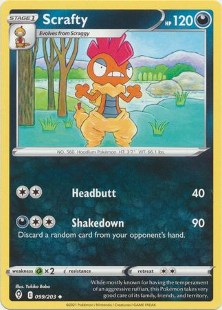 Pokemon - Scrafty - 099/203 - Uncommon - Sword &amp; Shield: Evolving Skies Series - Top CollectiblesCollectible CardsPokémon