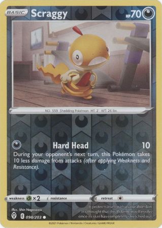 Pokemon - Scraggy - 098/203 - Common Reverse Holo - Sword &amp; Shield: Evolving Skies Series - Top CollectiblesCollectible CardsPokémon
