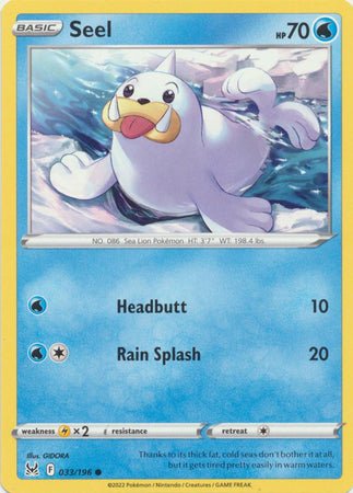 Pokemon - Seel - 033/196 - Common - Sword &amp; Shield: Lost Origin Series - Top CollectiblesCollectible CardsPokémon