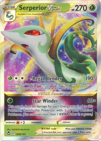 Pokemon - Serperior VSTAR - 008/195 - Ultra Rare - Sword & Shield: Silver Tempest Series - Top CollectiblesCollectible CardsPokémon