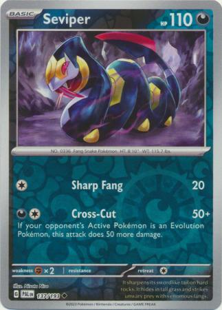 Pokemon - Seviper - 137/193 - Uncommon Reverse Holo - Scarlet & Violet: Paldea Evolved Series - Top CollectiblesCollectible CardsPokémon