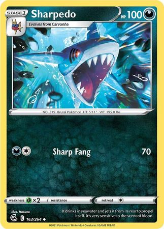 Pokemon - Sharpedo - 163/264 - Uncommon - Sword &amp; Shield: Fusion Strike Series - Top CollectiblesCollectible CardsPokémon