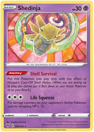 Pokemon - Shedinja - 066/185 - Rare - Sword & Shield: Vivid Voltage Series - Top CollectiblesCollectible CardsPokémon