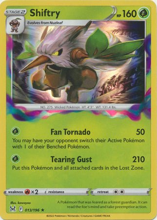 Pokemon - Shiftry - 013/196 - Holo Rare - Sword &amp; Shield: Lost Origin Series - Top CollectiblesCollectible CardsPokémon