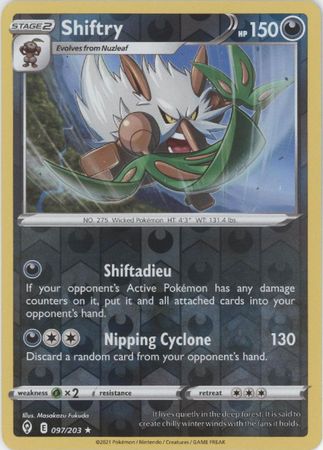 Pokemon - Shiftry - 097/203 - Rare Reverse Holo - Sword & Shield: Evolving Skies Series - Top CollectiblesCollectible CardsPokémon